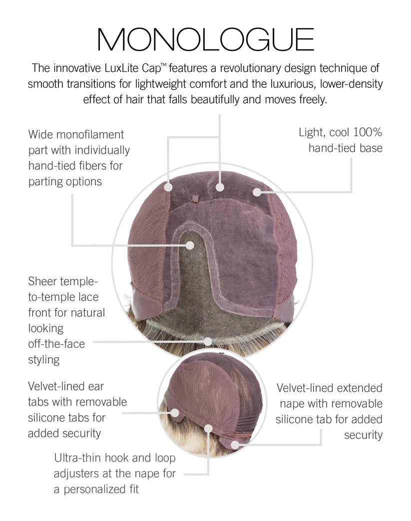 Monologue by Raquel Welch | 100% Light Hand-tied Base | LUXELITE CAP | Clearance