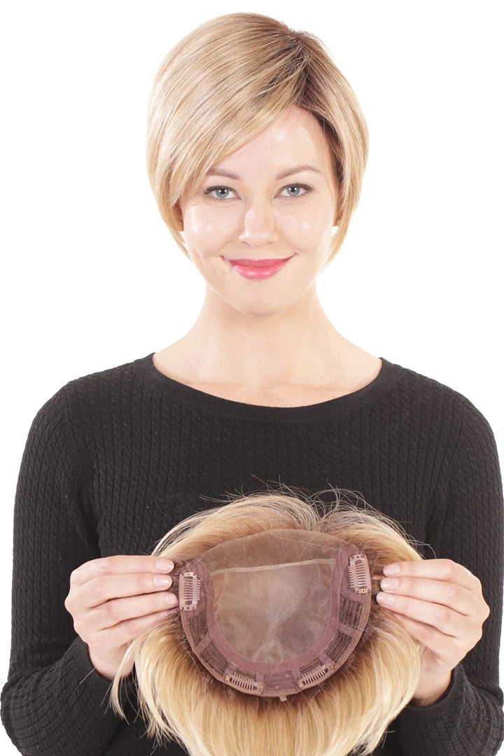 Lace Front Mono Top Straight 6” Topper by BelleTress | Heat Friendly Synthetic